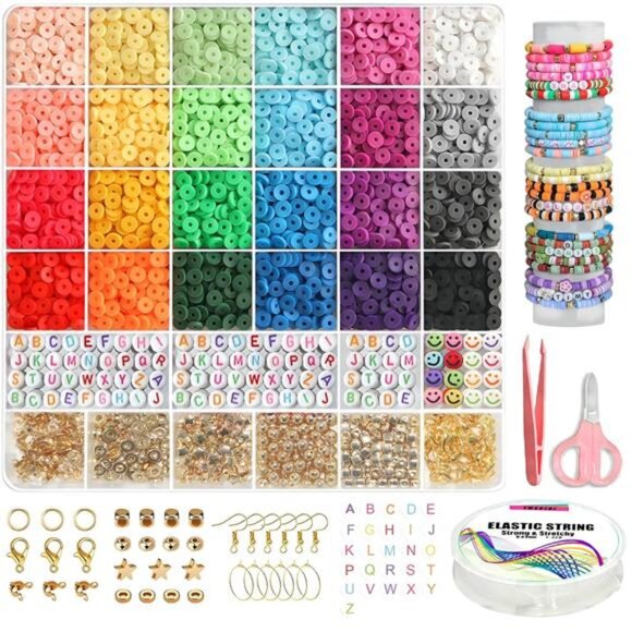 Branded Other - 6000+PCS Clay Beads Bracelet Making Kit,24 Color DIY Flat Preppy Beads